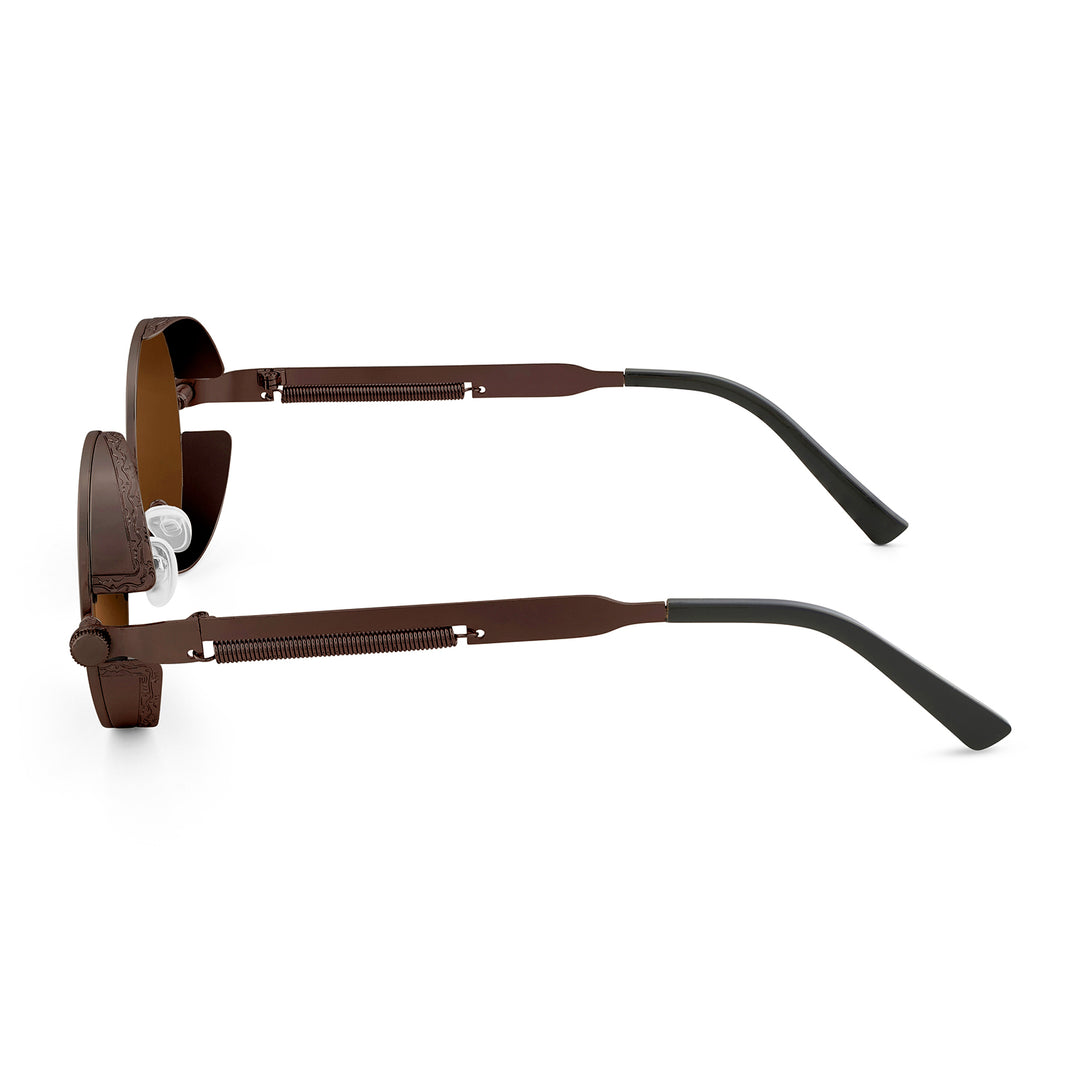 Rhombus Vintage Steampunk Sunglasses With A Brown Frame And Brown Lenses