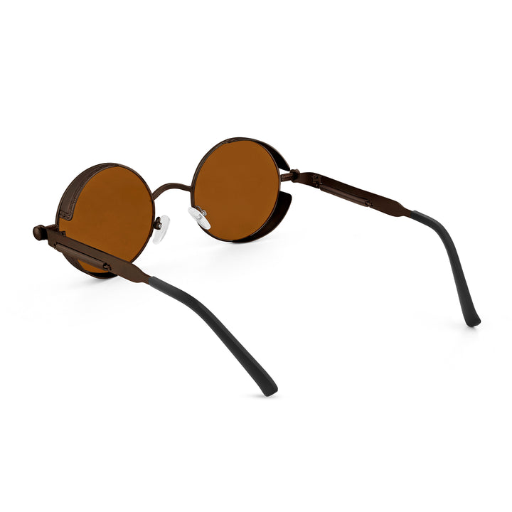 Rhombus Vintage Steampunk Sunglasses With A Brown Frame And Brown Lenses