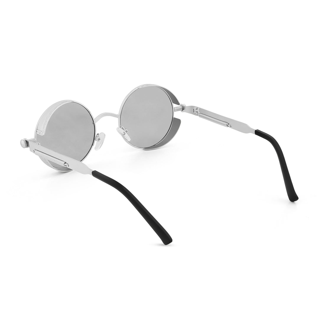 Rhombus Vintage Steampunk Sunglasses With A Silver Frame And Grey Lenses
