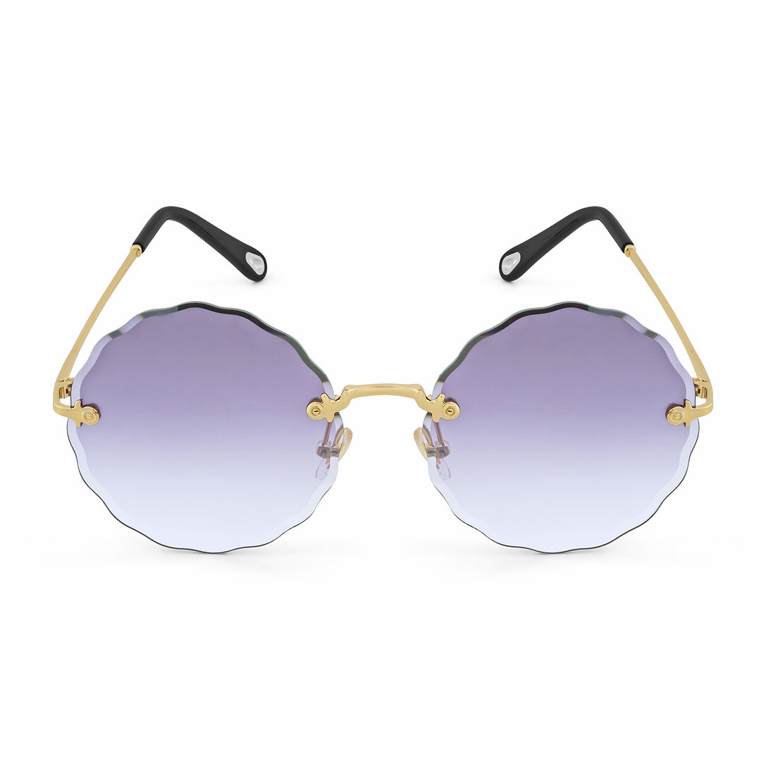 Hippie Rimless Flower Sunglasses With Purple Ombre Lenses