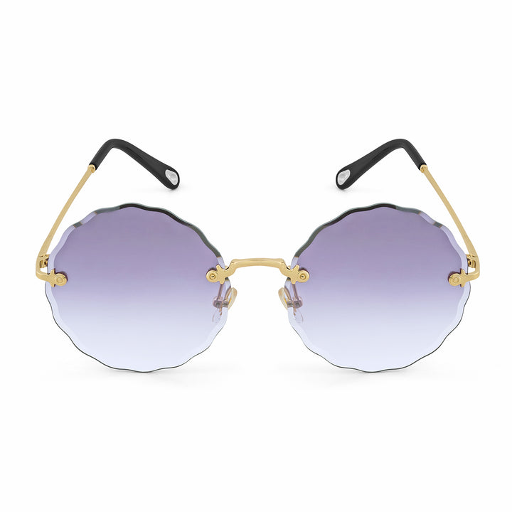 Hippie Rimless Flower Sunglasses With Purple Ombre Lenses