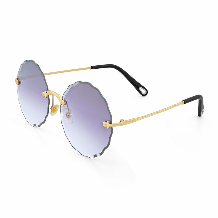 Hippie Rimless Flower Sunglasses With Purple Ombre Lenses