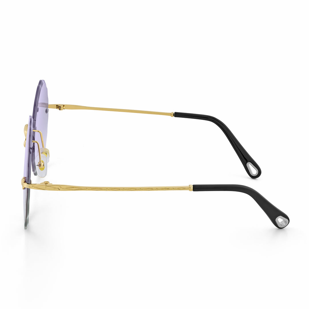 Hippie Rimless Flower Sunglasses With Purple Ombre Lenses
