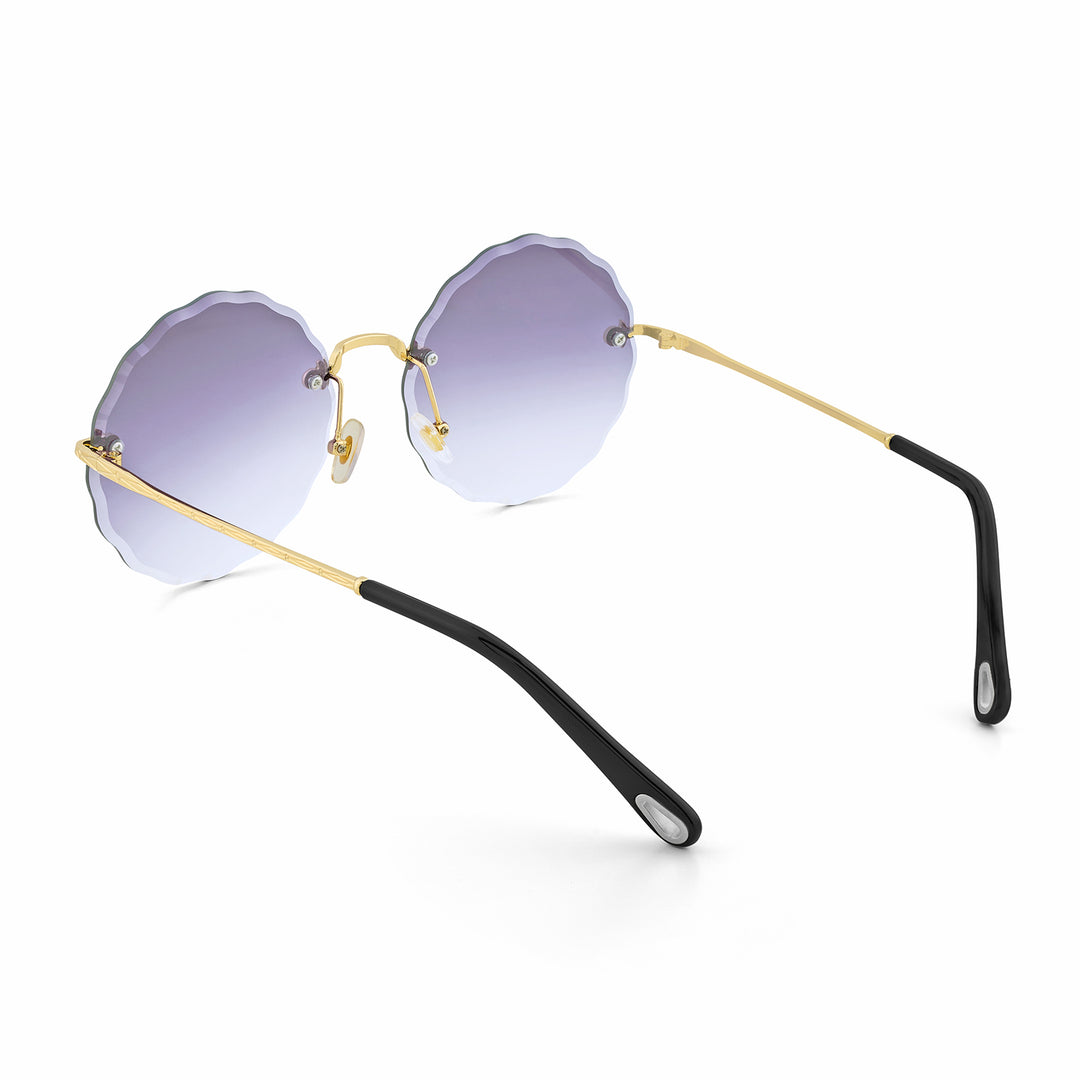 Hippie Rimless Flower Sunglasses With Purple Ombre Lenses
