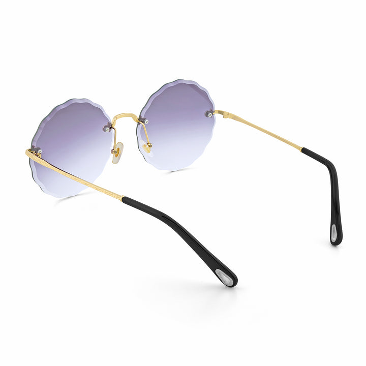 Hippie Rimless Flower Sunglasses With Purple Ombre Lenses