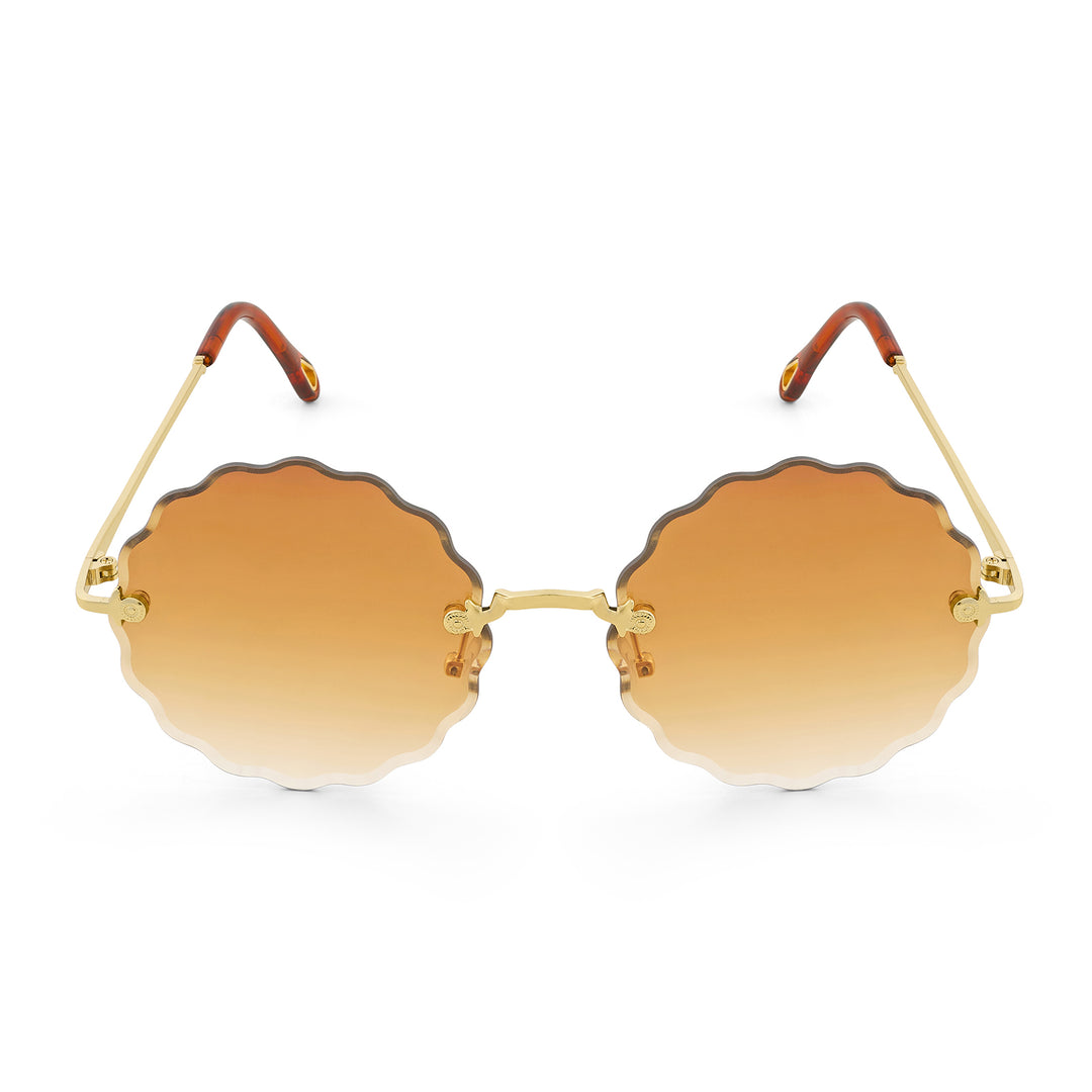 Hippie Rimless Flower Sunglasses With Brown Ombre Lenses