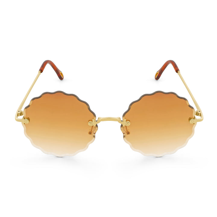 Hippie Rimless Flower Sunglasses With Brown Ombre Lenses