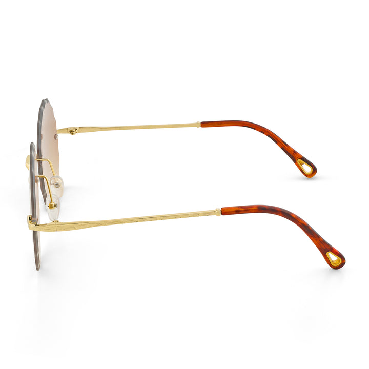 Hippie Rimless Flower Sunglasses With Brown Ombre Lenses