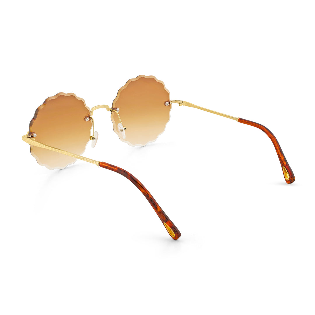 Hippie Rimless Flower Sunglasses With Brown Ombre Lenses