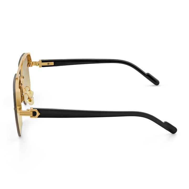 Hexa Geometric Sunglasses With Gold Frame And Tan Ombre Lenses