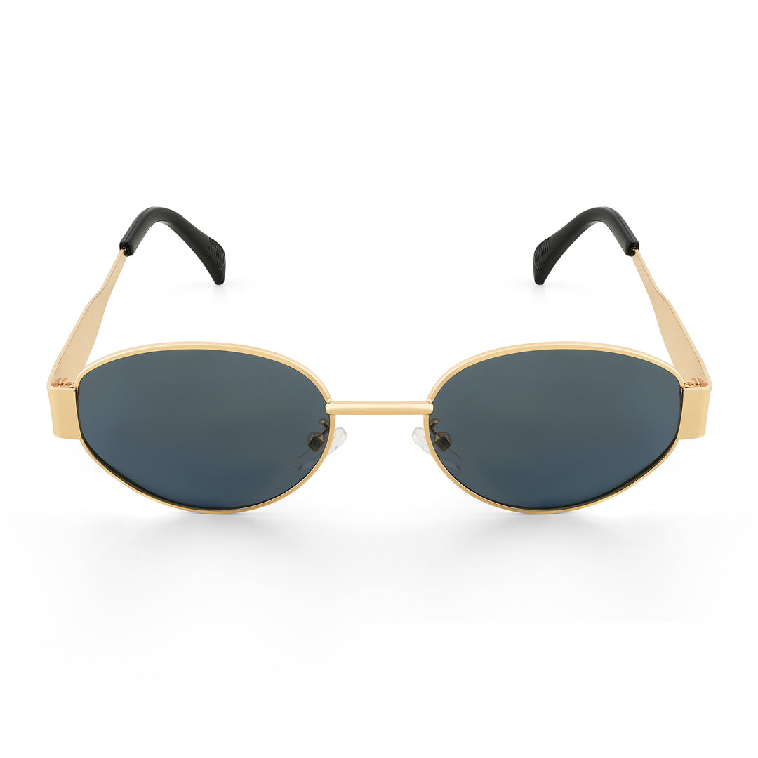 Oldie Retro Oval Sunglasses With Gold Frame And Grey Lenses