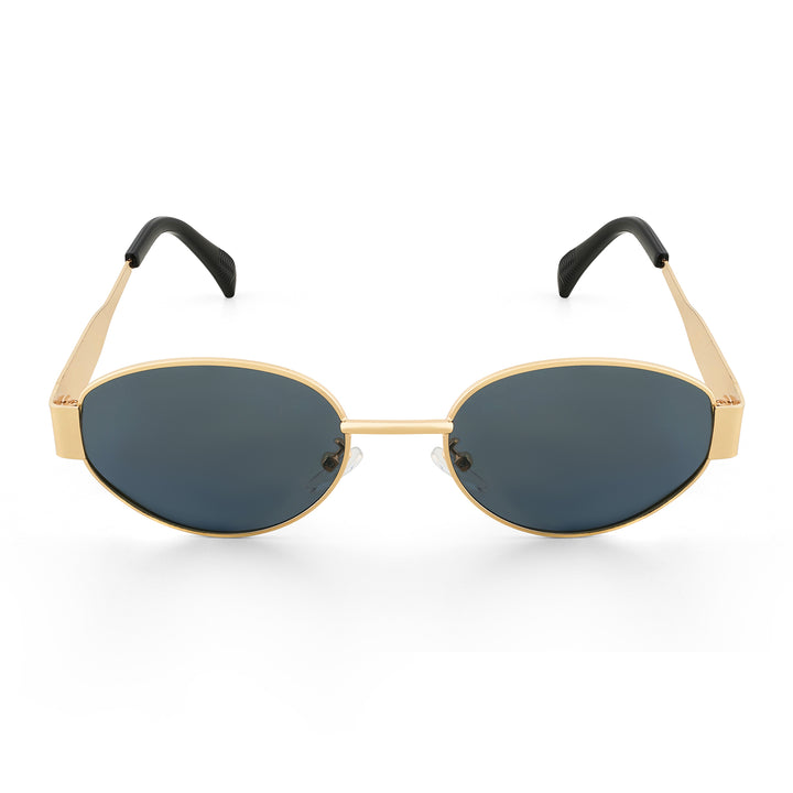 Oldie Retro Oval Sunglasses With Gold Frame And Grey Lenses