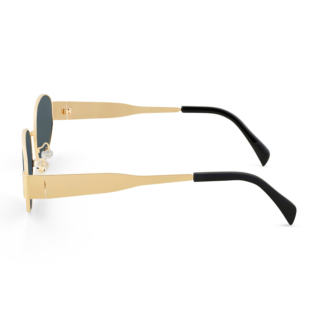 Oldie Retro Oval Sunglasses With Gold Frame And Grey Lenses