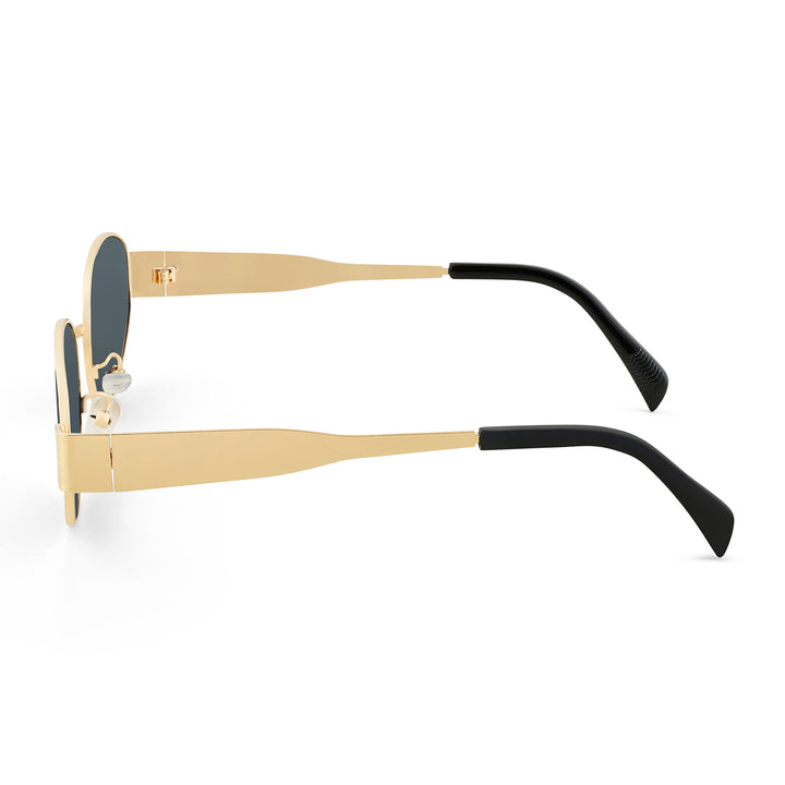 Oldie Retro Oval Sunglasses With Gold Frame And Grey Lenses