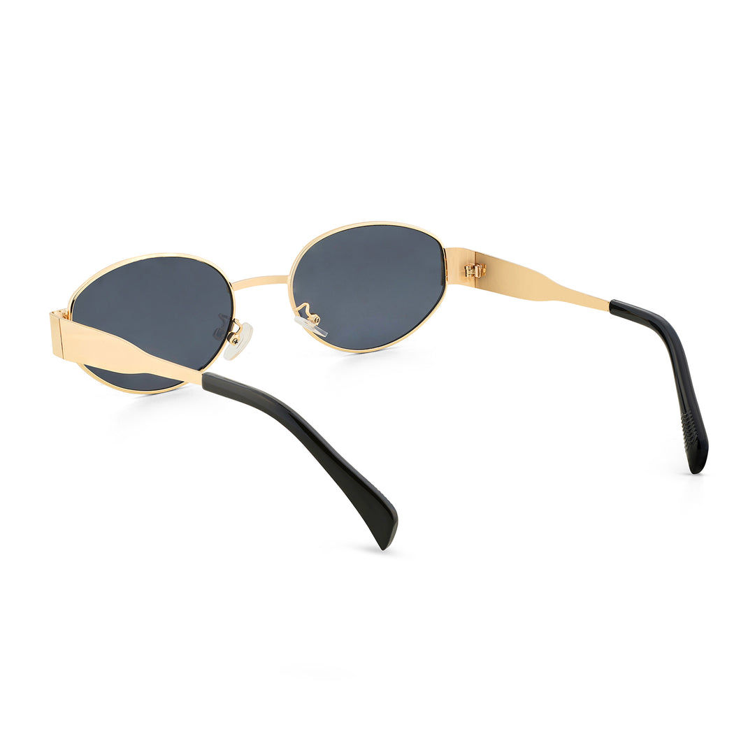 Oldie Retro Oval Sunglasses With Gold Frame And Grey Lenses