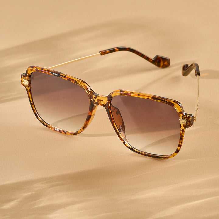 Westora Square Sunglasses With Leopard Frames And Brown Ombre Lenses