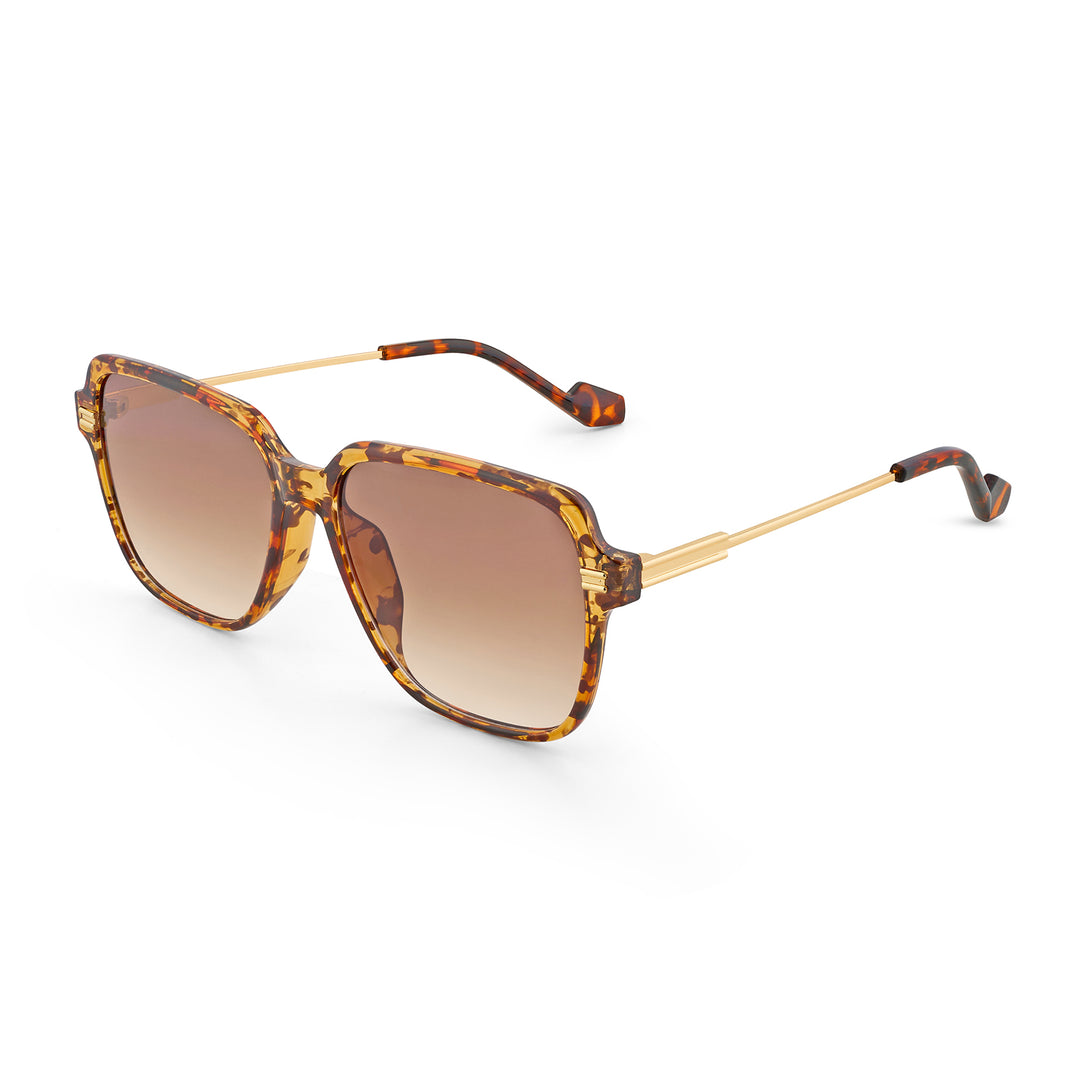 Westora Square Sunglasses With Leopard Frames And Brown Ombre Lenses