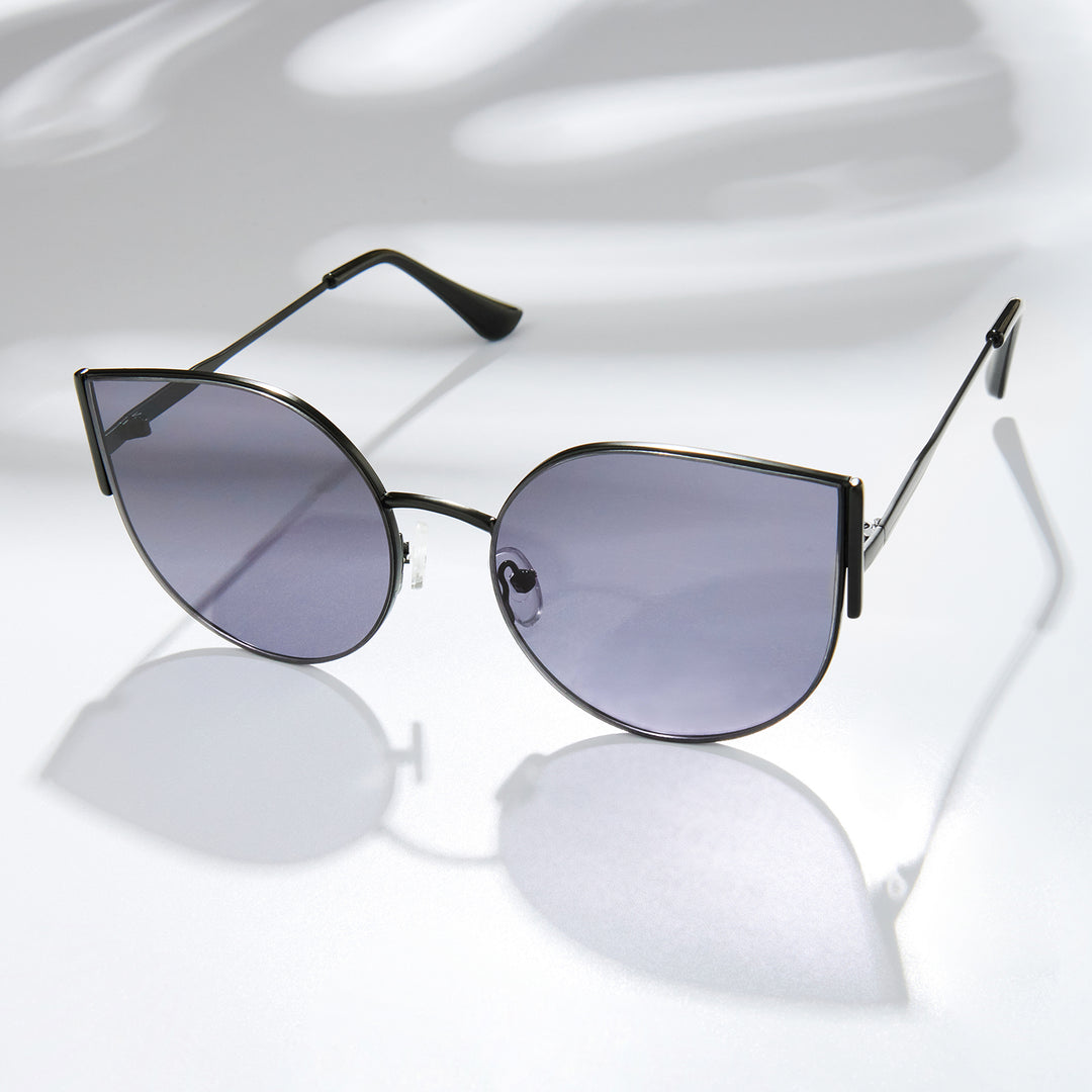 Vixen Round Cateye Sunglasses With Black Frames And Grey Lenses