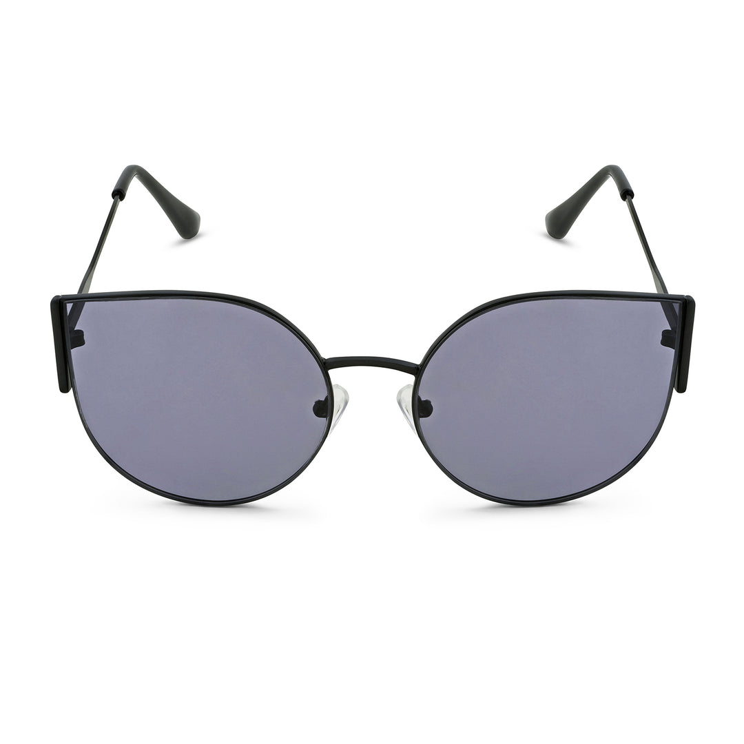 Vixen Round Cateye Sunglasses With Black Frames And Grey Lenses