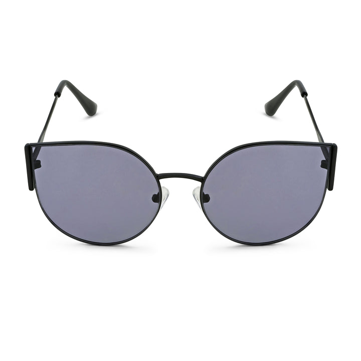 Vixen Round Cateye Sunglasses With Black Frames And Grey Lenses