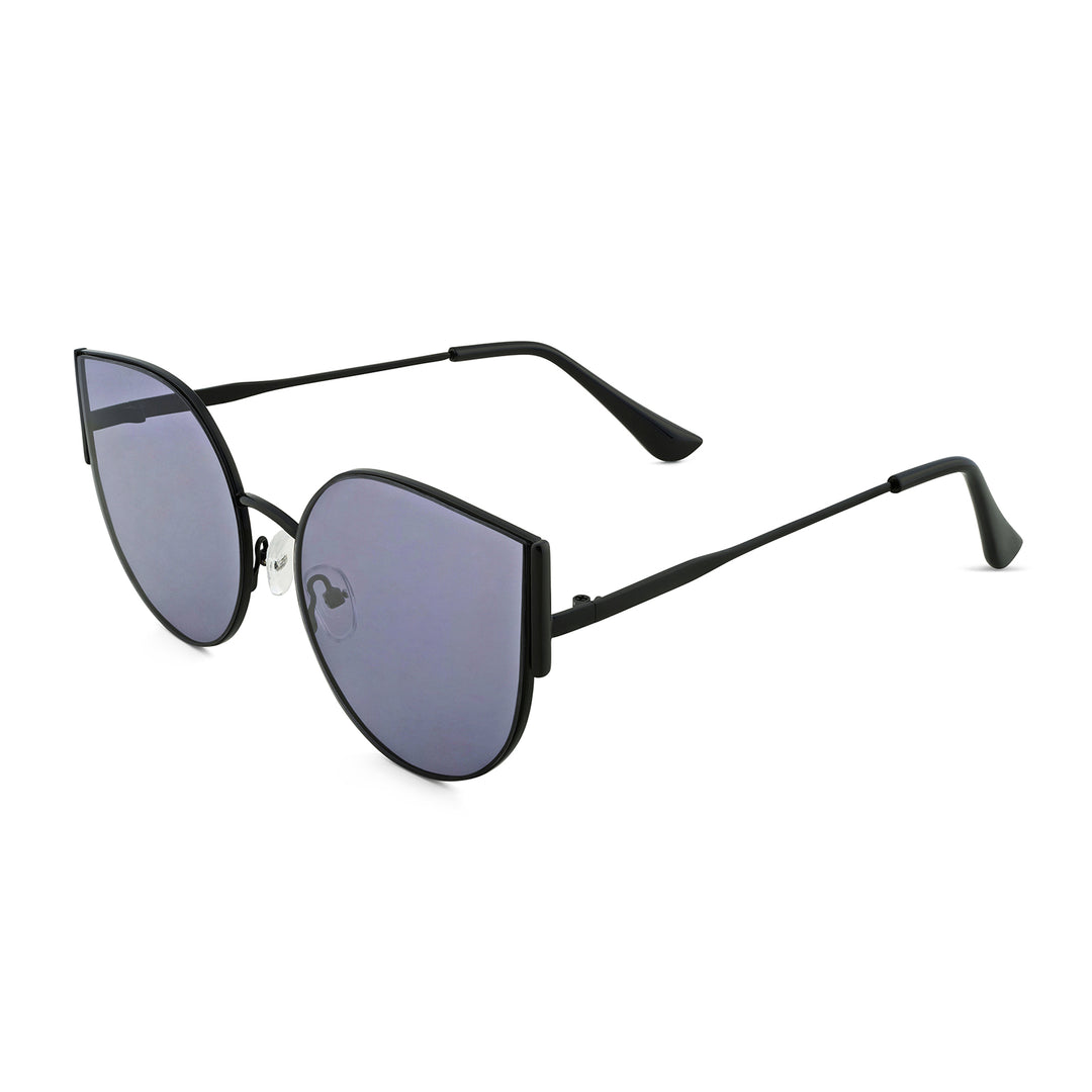 Vixen Round Cateye Sunglasses With Black Frames And Grey Lenses