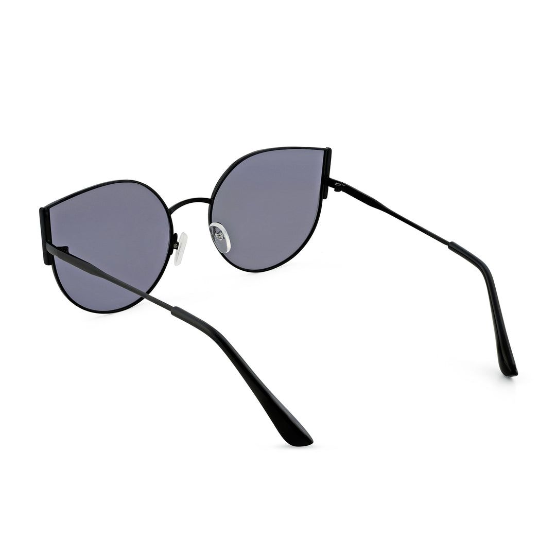 Vixen Round Cateye Sunglasses With Black Frames And Grey Lenses