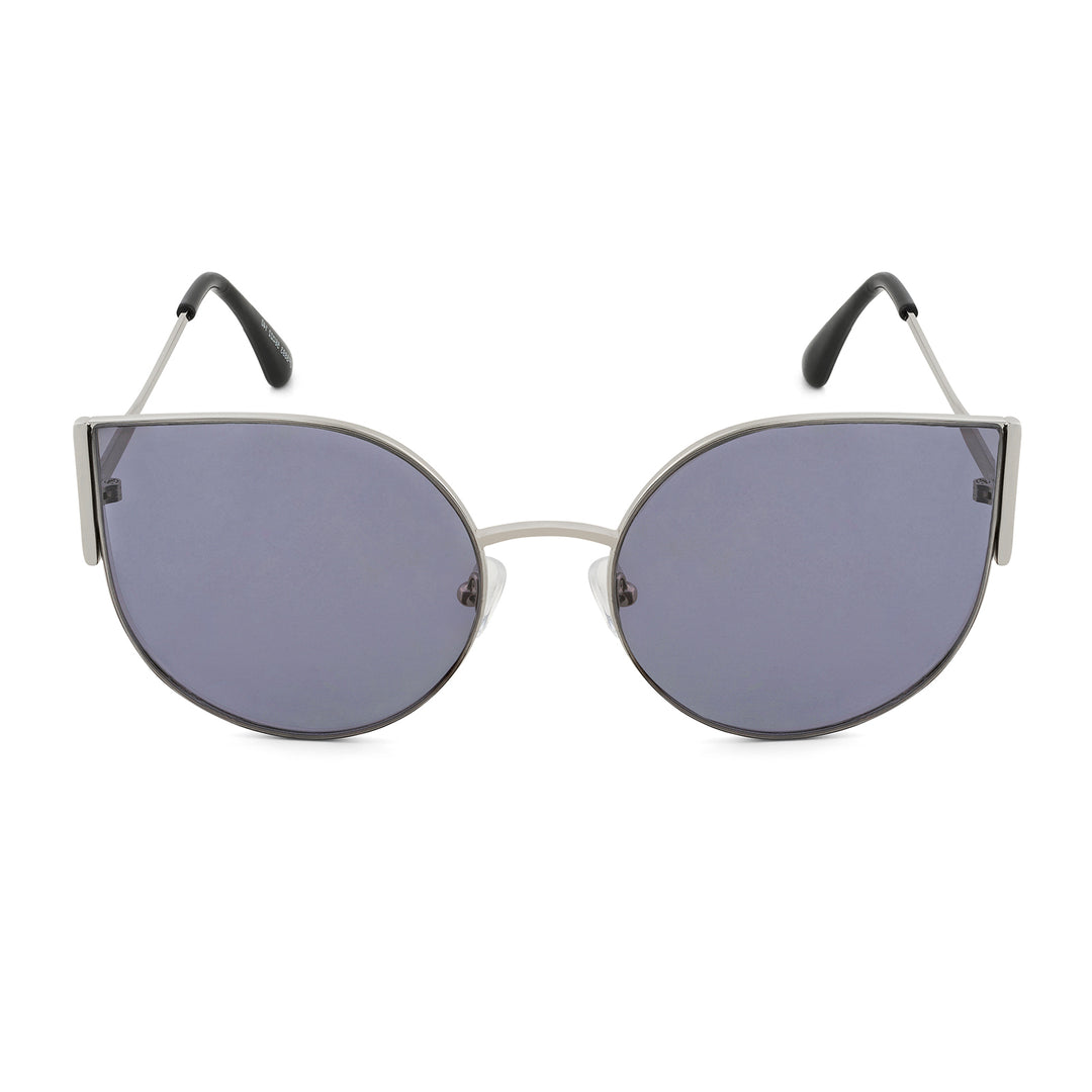 Vixen Round Cateye Sunglasses With Silver Frames And Black And Grey Lenses