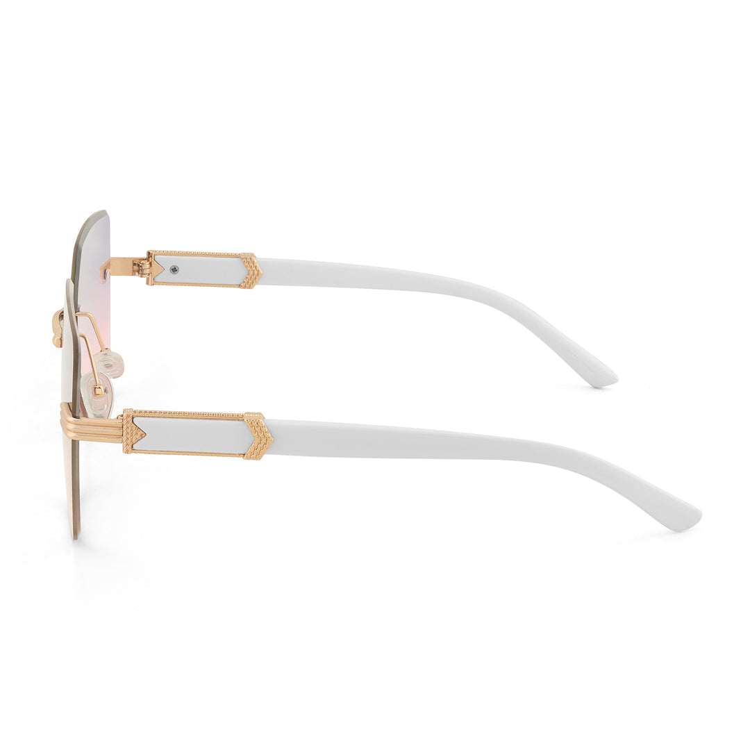Posh Purple Ombre Rectangular Rimless Singlasses With Lavender Temples