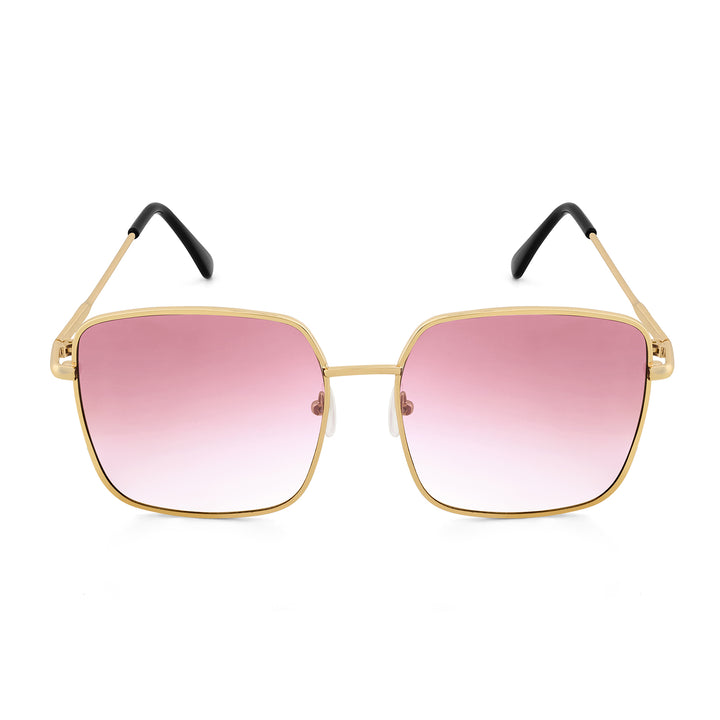 Luxe Gold Frame Square Sunglasses With Purple-Grey Ombre Lenses