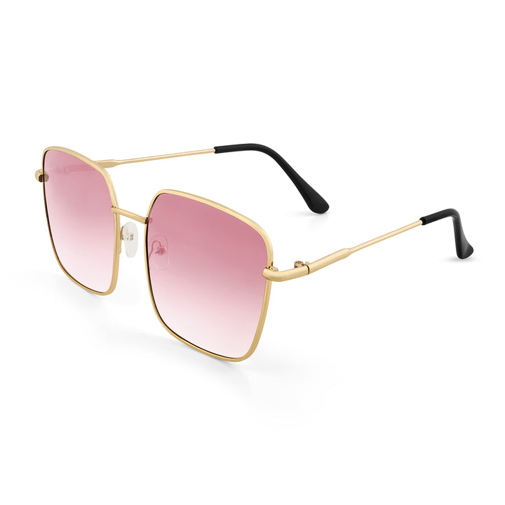 Luxe Gold Frame Square Sunglasses With Purple-Grey Ombre Lenses