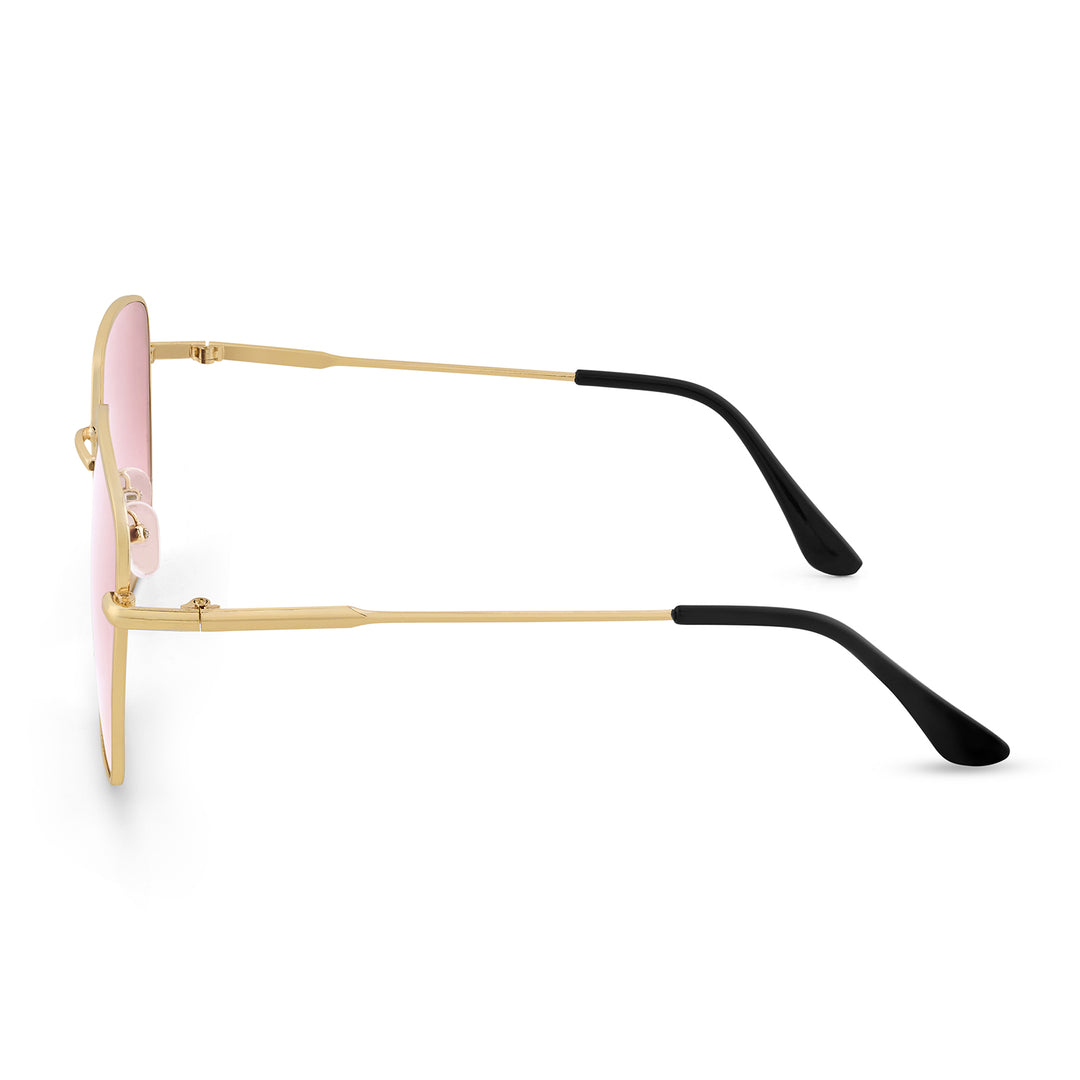 Luxe Gold Frame Square Sunglasses With Purple-Grey Ombre Lenses