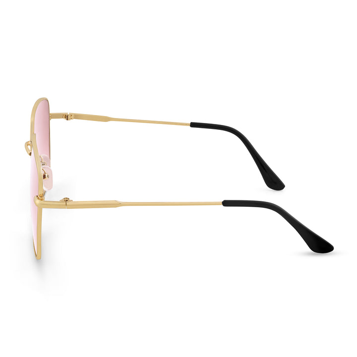 Luxe Gold Frame Square Sunglasses With Purple-Grey Ombre Lenses