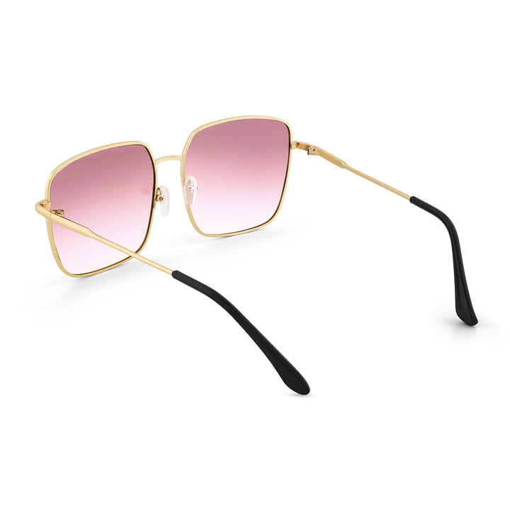 Luxe Gold Frame Square Sunglasses With Purple-Grey Ombre Lenses