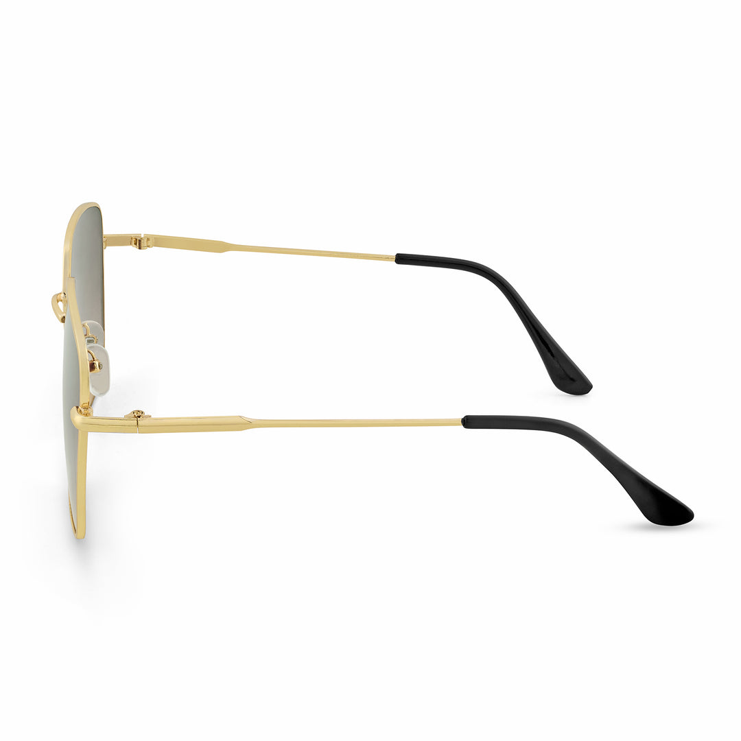 Luxe Gold Frame Square Sunglasses With Grey-Beige Ombre Lenses