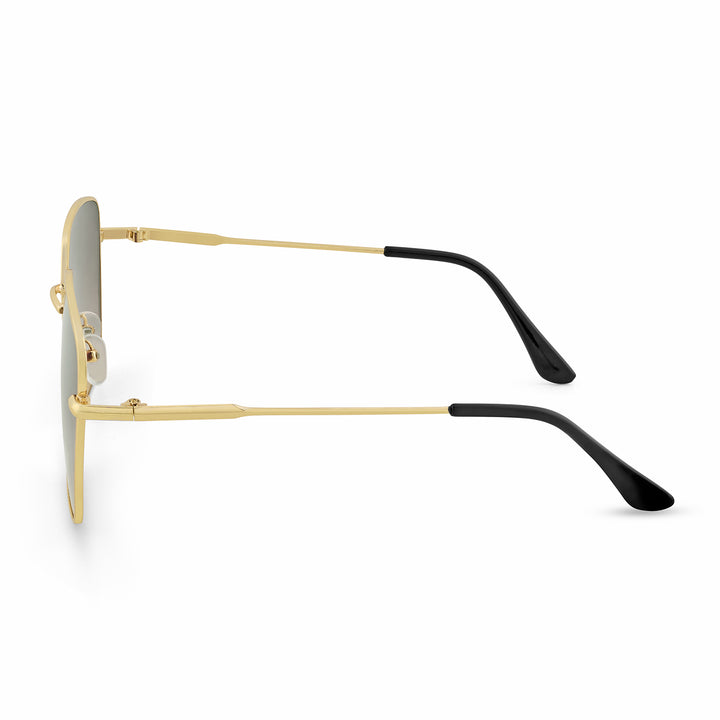 Luxe Gold Frame Square Sunglasses With Grey-Beige Ombre Lenses