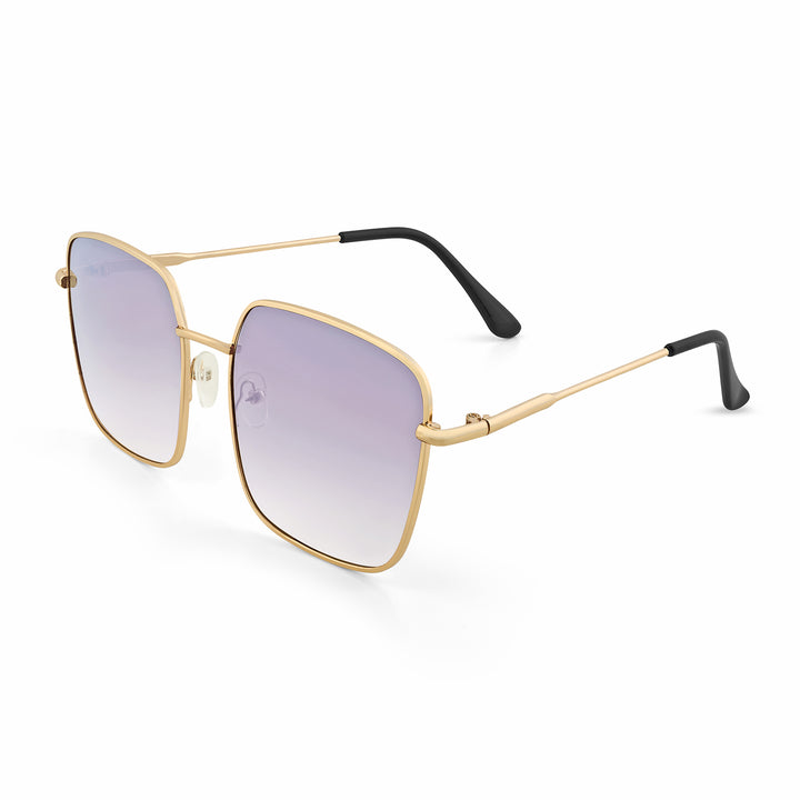 Luxe Gold Frame Square Sunglasses With Grey Ombre Lenses