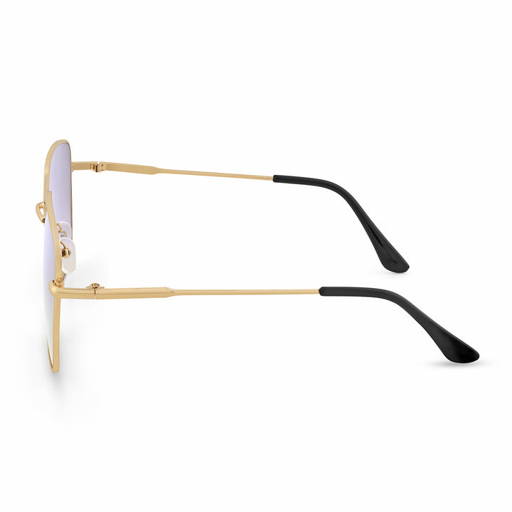 Luxe Gold Frame Square Sunglasses With Grey Ombre Lenses