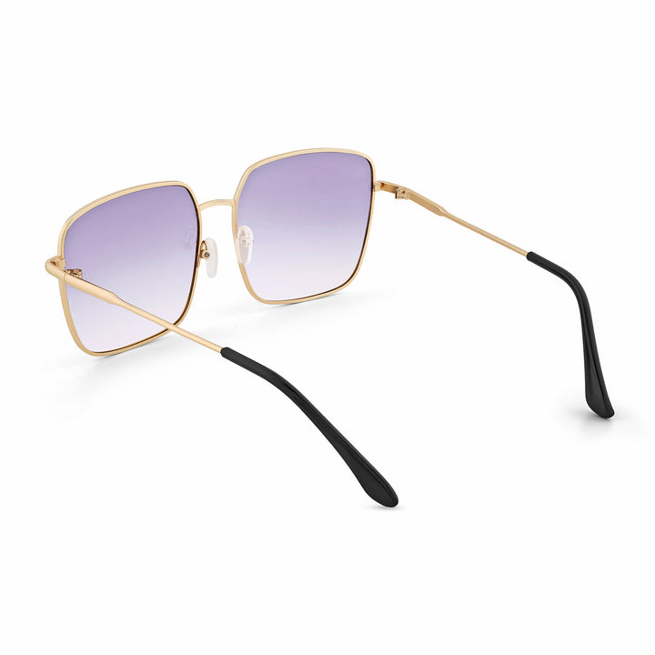 Luxe Gold Frame Square Sunglasses With Grey Ombre Lenses