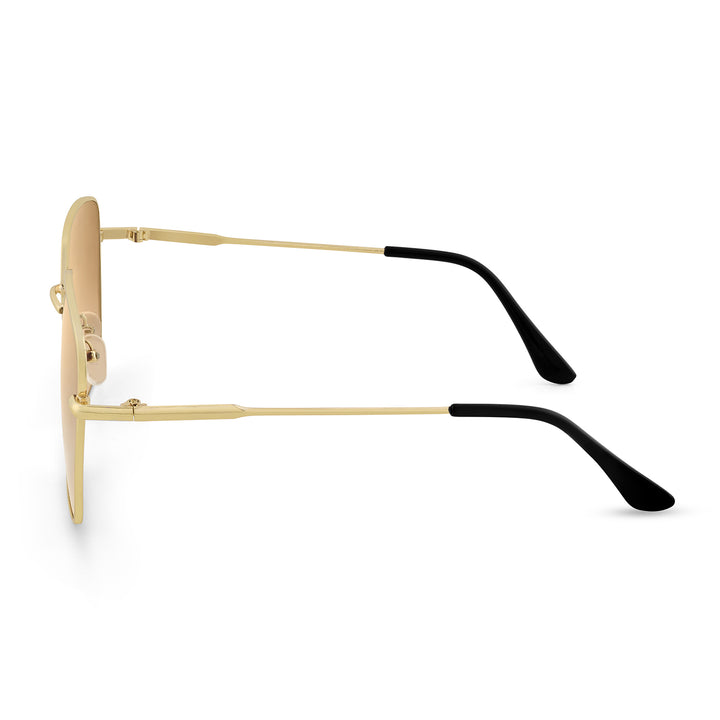 Luxe Gold Frame Square Sunglasses With Tan Ombre Lenses