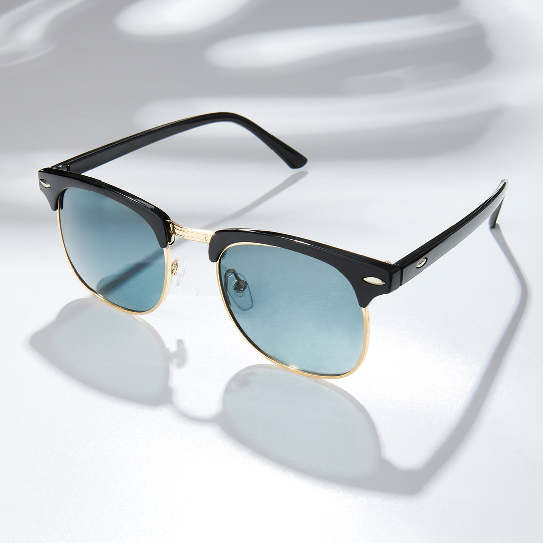 Rayz Semi Rimless Sunglasses With Gold Frame And Black Gray Film