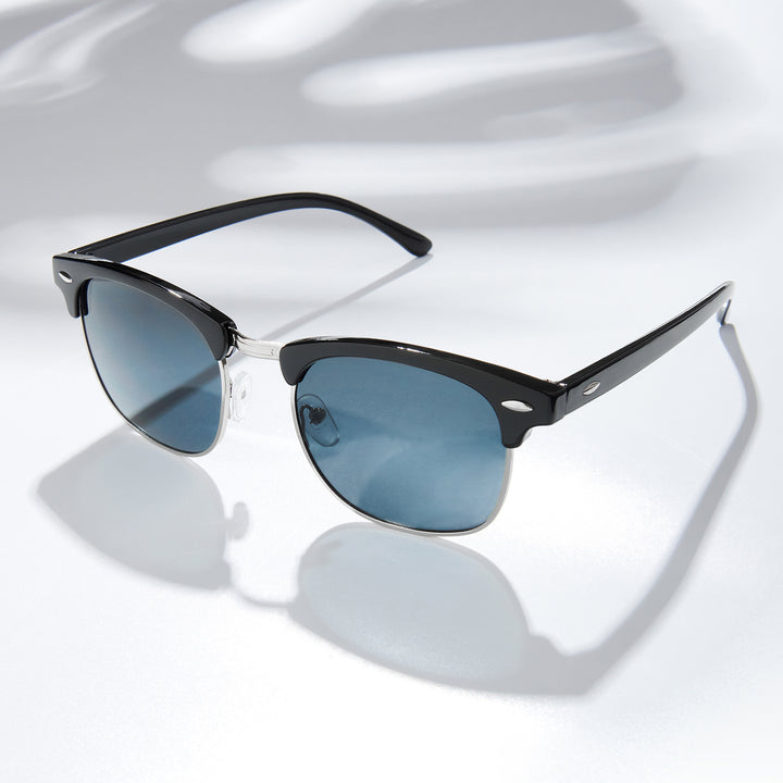 Rayz Semi Rimless Sunglasses With Silver Frame And Black Gray Film