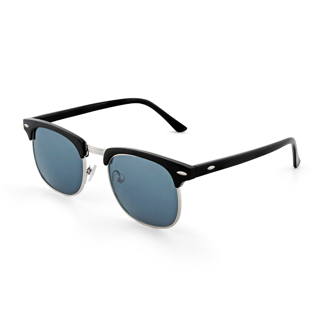 Rayz Semi Rimless Sunglasses With Silver Frame And Black Gray Film