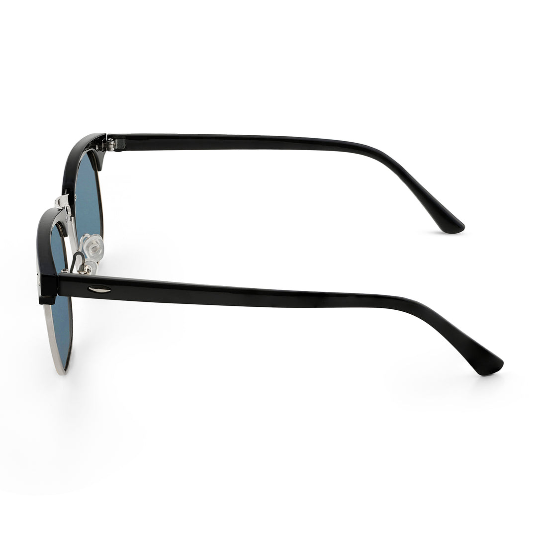Rayz Semi Rimless Sunglasses With Silver Frame And Black Gray Film