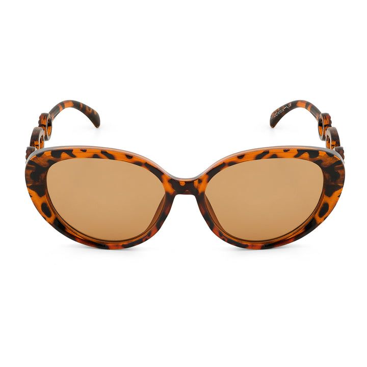 Kate Tortoise Shell Retro Oval Thick Sunglasses With Chain Temples