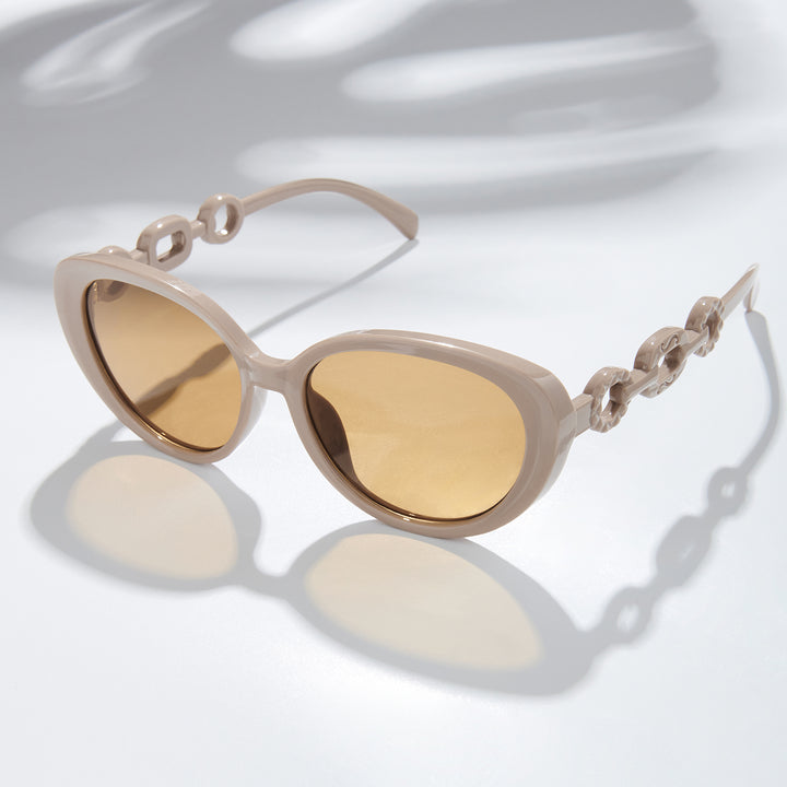 Kate Tan Retro Oval Thick Sunglasses With Chain Temples