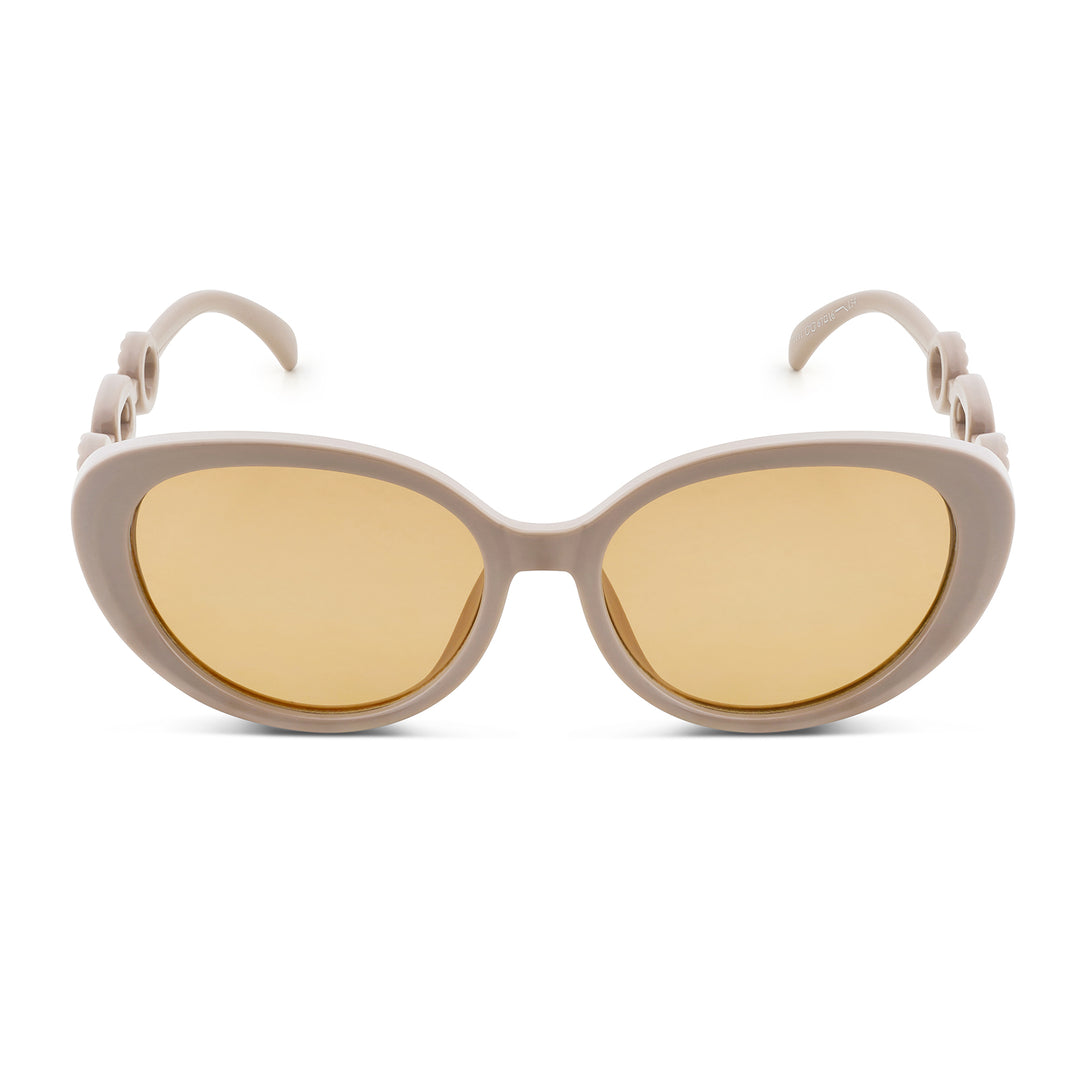 Kate Tan Retro Oval Thick Sunglasses With Chain Temples