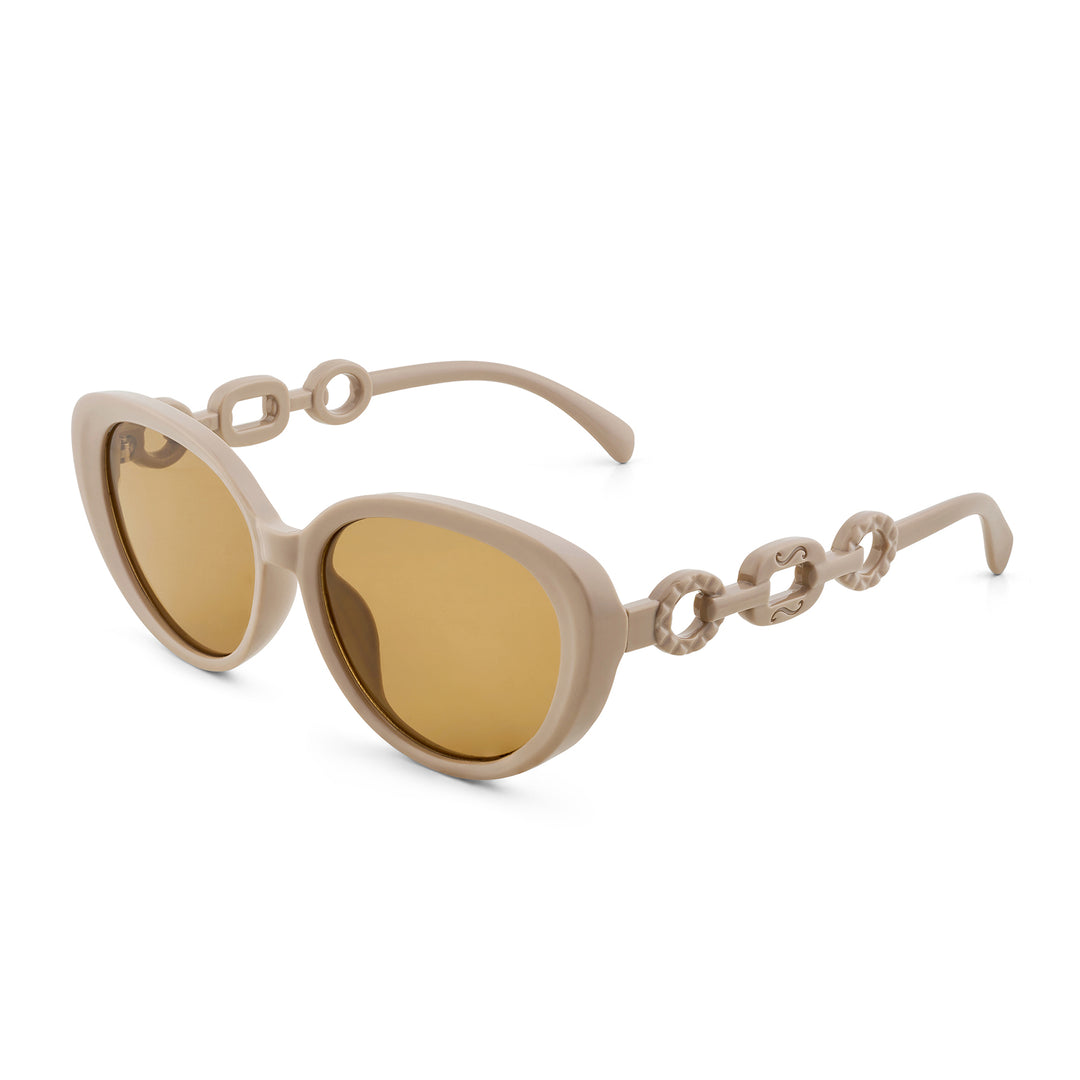 Kate Tan Retro Oval Thick Sunglasses With Chain Temples