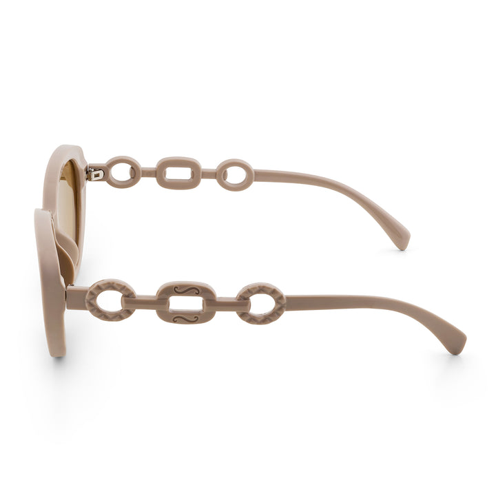 Kate Tan Retro Oval Thick Sunglasses With Chain Temples