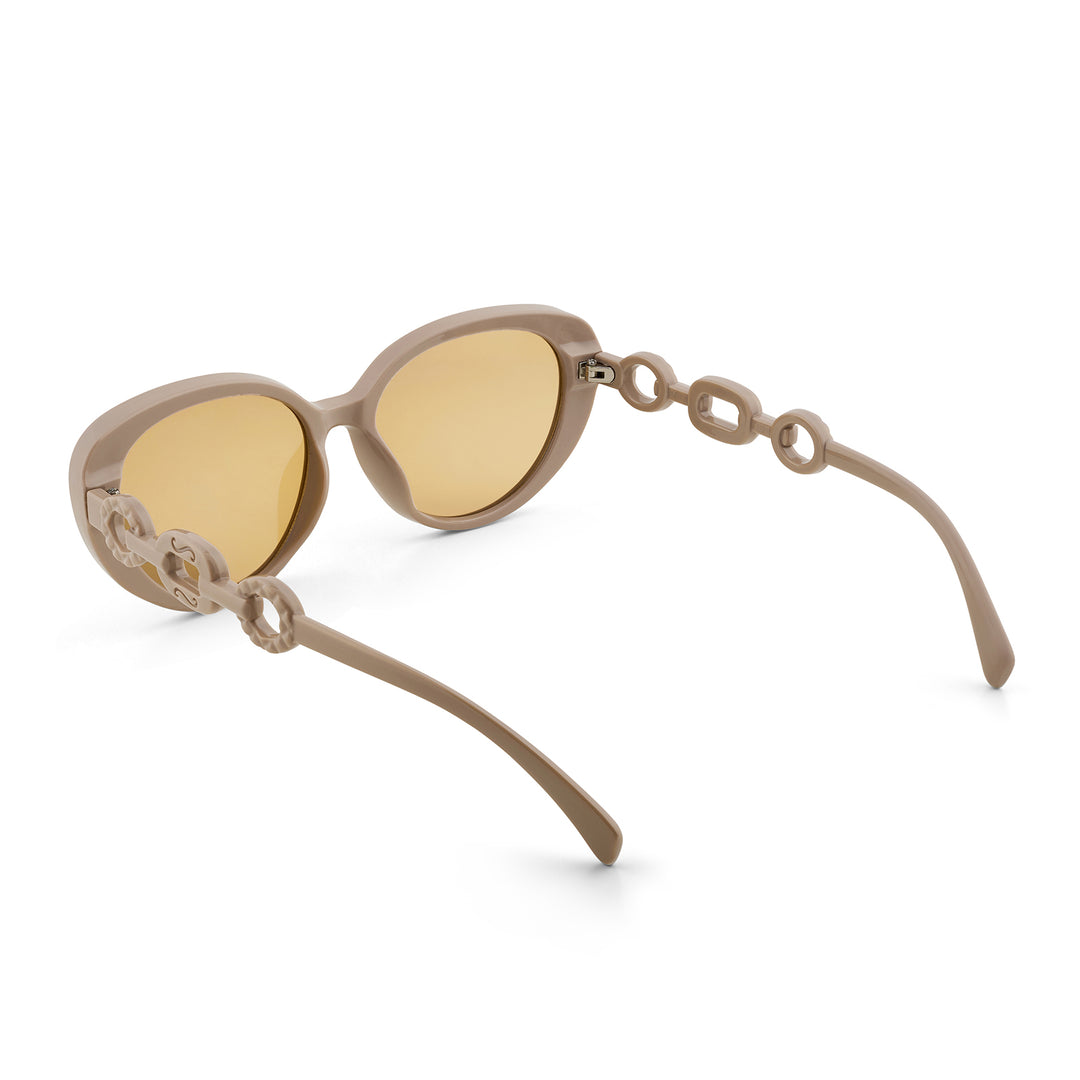 Kate Tan Retro Oval Thick Sunglasses With Chain Temples
