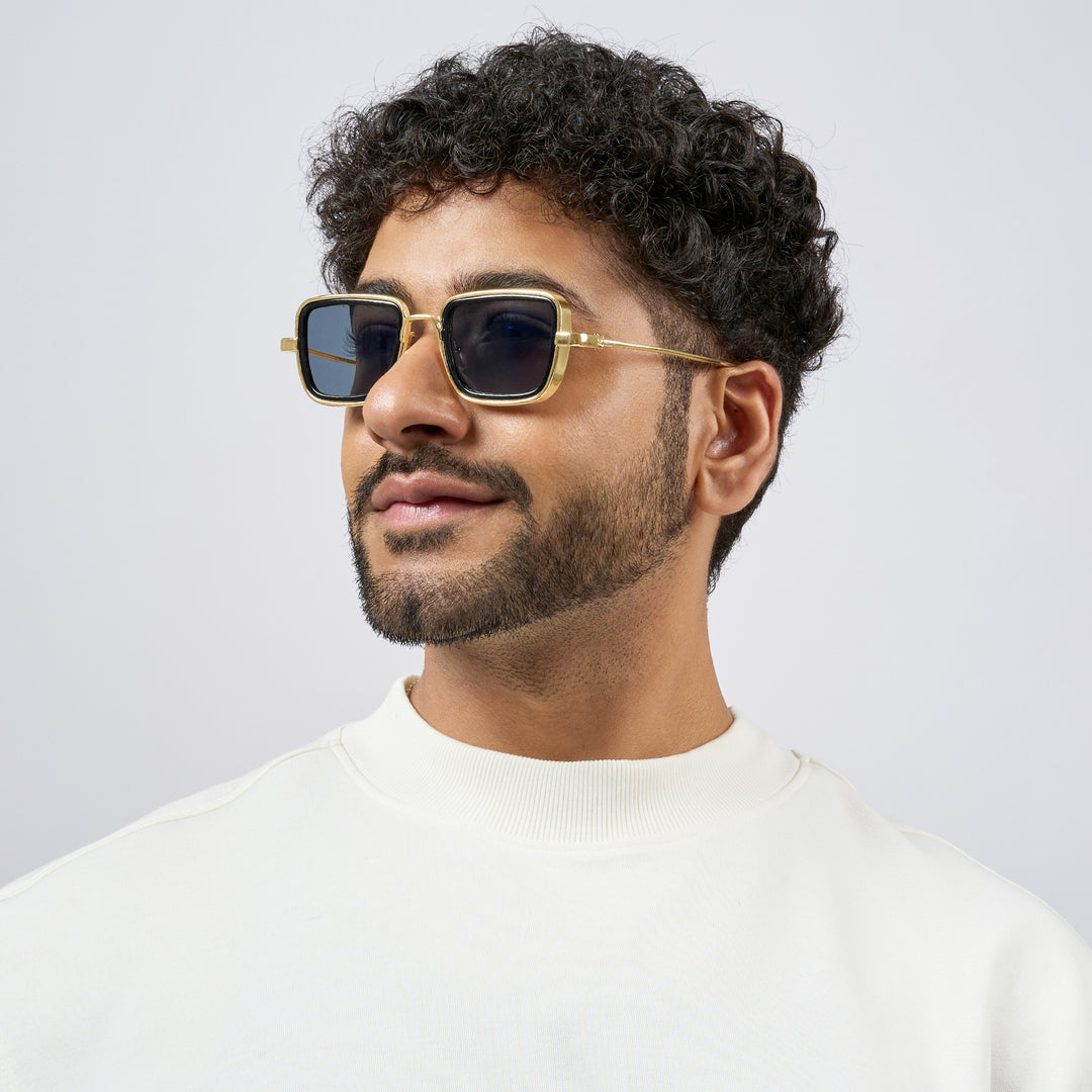 Rustic Black Lense Sunglasses With Gold Frames